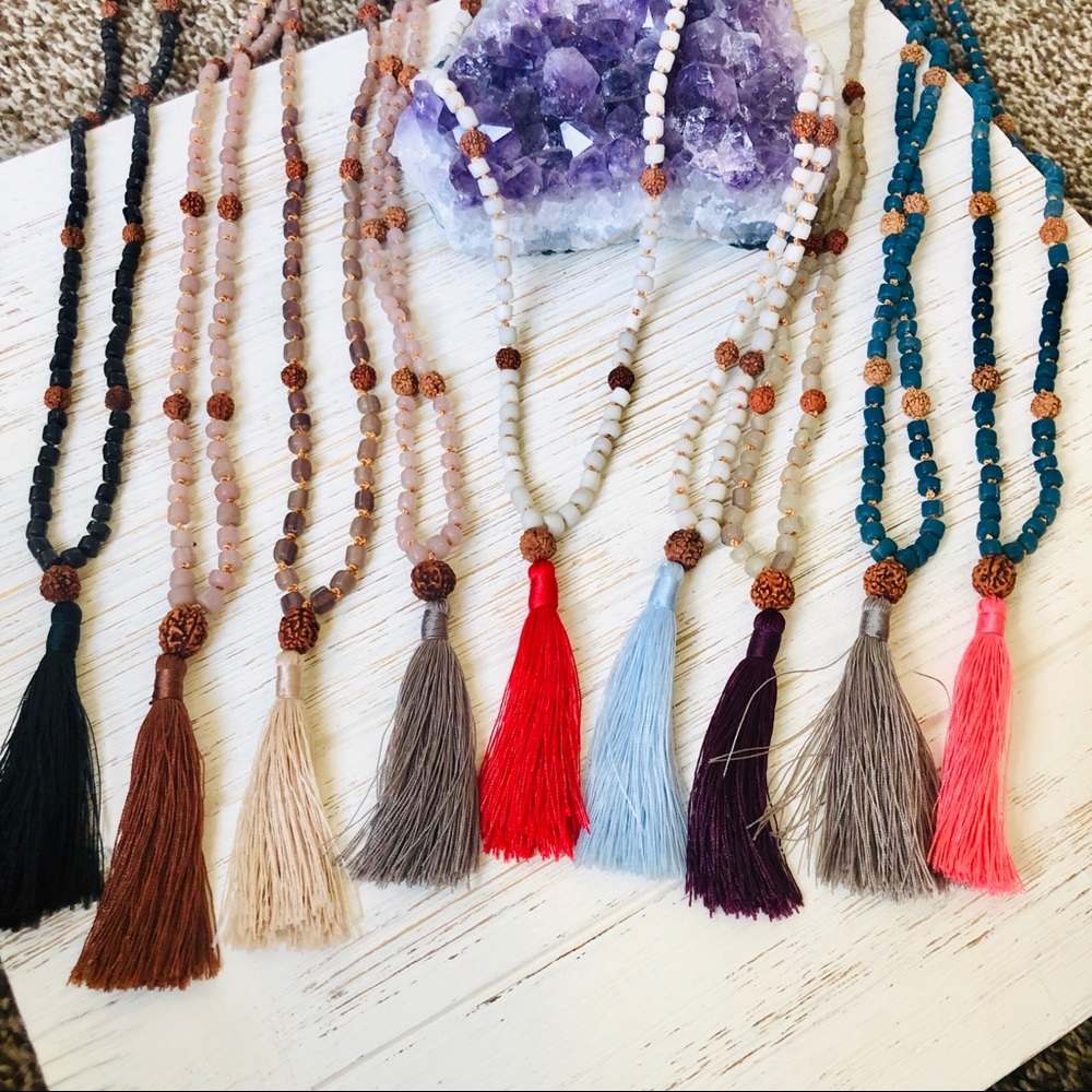 108 yoga mala tassel necklace - handmade in Bali